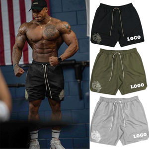 Venta al por mayor de pantalones cortos de playa con cintura elástica logotipo personalizado impresión por sublimación 100% poliéster gimnasio entrenamiento correr pantalones cortos de los hombres - Product Image 5