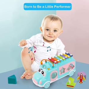 Jouet musical personnalisable pour enfants de 5 à 7 ans, blocs de tri de formes, piano, xylophone, bus, ensemble d'instruments, jouet éducatif, 24 pièces en plastique - Product Image 5