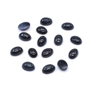 Saphir bleu naturel non traité, cabochons ovales calibrés 5x7mm et 6x8mm, pierre précieuse arc-en-ciel, taille ovale rose, hauteur 8mm, pierre précieuse en vrac - Product Image 1