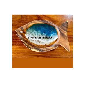 Tazón de fruta redondo de madera de resina/Acacia para utensilios de cocina con Base, tazón de servicio Natural, tazón artesanal para mezclar ensaladas y sopa personalizado - Product Image 1