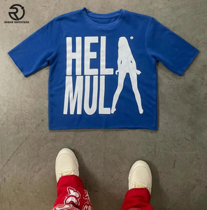 Hombres logotipo personalizado serigrafiado Unisex 220 GSM algodón camisetas Streetwear impresión Logo algodón camiseta Stock - Product Image 6