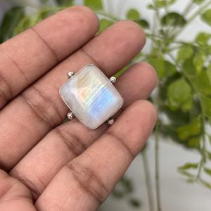 Lot de bagues tendance en gros, forme carrée, pierre de lune, bague sertie, bijoux, argent 925 plaqué, pierres précieuses, bagues tendance pour femmes - Product Image 2