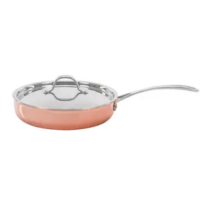 Avec couvercle New Look Customized Design Copper Made Frying Pan Hot Selling Chafing Pan For Kitchen Hotel Cooking Use