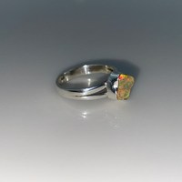Bague unisexe en opale naturelle éthiopienne brute, faite à la main, plaquée argent 925, géométrique, tendance, pour la Saint-Valentin