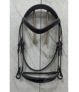 สายรัดคิ้วหนังสีดำแบบนิ่มลายม้าทำจากคริสตัลสีดำและมีแผ่นรองจมูกมีสิทธิบัตร - Product Image 1