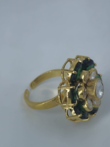 Anillo de cóctel de lujo hecho a mano con flor nano, chapado en oro de 18 quilates y plata de ley 925, joyería nupcial india - Product Image 3