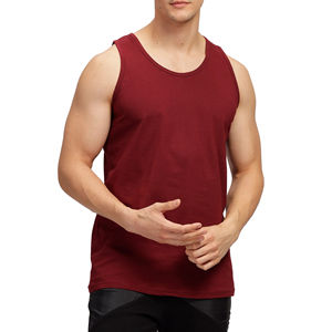 Camiseta sin mangas con logotipo personalizado para hombre, camiseta informal sin mangas con cuello redondo, camiseta sin mangas de punto transpirable, camiseta sin mangas con técnica lavada - Product Image 1