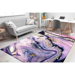 Alfombra de Mármol Dorado: Alfombra Decorativa Antideslizante con Diseño de Remolino Morado, Alfombra Suave con Pelo Corto - Product Image 1