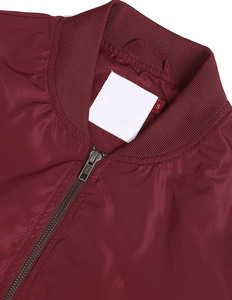Wholesale Women's Burgundy Bomber <b>Jacket</b> Full Sleeve Zipper Closure Solid Color Windproof Polyester Woven Autumn Style - Product Image 6