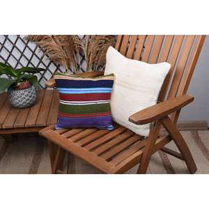 Multicolor Wool Kilim <b>18x18</b> Inch Luxury Decorative Accent Pillow Woven Vintage Pattern Leaves 12x12 Inch Patchwork Cushion - Product Image 1