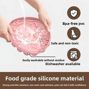 Cross-border <b>Silicone</b> Round Pet Licking <b>Mat</b> with Suction Cup Cat Dog Anti-Choking Food Utensil Bowl - Product Image 4