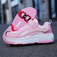 Chaussures à Roulettes pour Enfants, Baskets de Parkour pour Garçons et Filles, Déformables, Mode, 4 Roues, Décontractées, Détachables pour Extérieur
