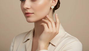 ต่างหูเพชรทรงโคลเวอร์สีขาวทองหรูหรา พร้อมขอบลูกปัดมิลเกรน สำหรับผู้หญิงที่แสวงหาความงามเหนือกาลเวลาและเปล่งประกาย - Product Image 6