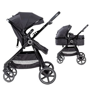 Poussette 2 en 1 Modèle Versa Noir - avec panier et siège en tissu - Product Image 1