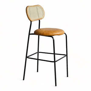 Henry Contemporary Bar <b>Stool</b> <b>with</b> Swivel Feature Mesh <b>Back</b> and Iron Frame Simple Design Upholstered Cushion GBSK016 - Product Image 1