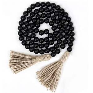 พวงมาลัยลูกปัดไม้สำหรับตกแต่งบ้านสไตล์โบฮีเมียนแบบแขวนติดผนังสไตล์ชนบทมีพู่ห้อยสำหรับตกแต่งบ้านในฟาร์ม - Product Image 3