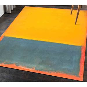 Tapis de style Mark Rothko : Tapis imprimé minimaliste jaune et gris, tapis doux non tissé - Product Image 4