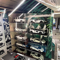 Boîte de présentation en acrylique intégrée boîte de rangement pour modèle de voiture de parking avec ornements de collection de lumière