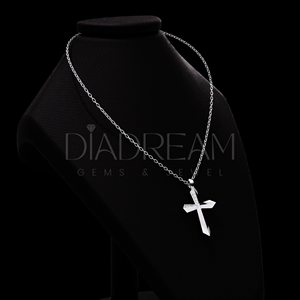 Pendentif croix unisexe élégant en argent sterling 925 avec diamants cultivés en forme de Leb Collier de foi chrétienne Mariage Fiançailles - Product Image 5