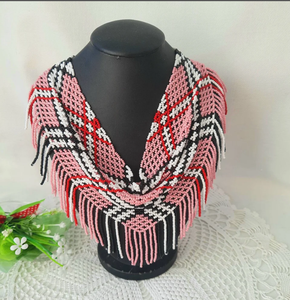 Collier à perles pour femmes, motif géométrique, rose, noir, blanc, style bohème, à porter au quotidien, collier à franges, bijoux - Product Image 1