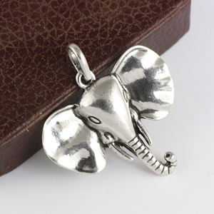 Gran cabeza de plata elefante selva vida silvestre Animal hecho a mano collar encantos para hacer colgante de mascota hallazgos y componentes de joyería - Product Image 4