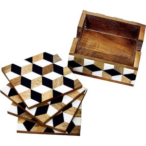 Square Bone Inlay <b>Tea</b> <b>Coaster</b> Handmade <b>Coasters</b> Anti slip Bone Inlay Unique Design Used and Bone <b>Coasters</b> - Product Image 6
