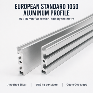Perfil <span class=keywords><strong>de</strong></span> <span class=keywords><strong>Aluminio</strong></span> Estándar Europeo 1050 50x10 Anodizado Plateado - Product Image 2