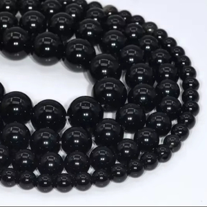 Genuine Natural Black Obsidian Loose <b>Beads</b> Grade a Round Shape 6mm 8mm 10mm <b>Stone</b> <b>Beads</b> - Product Image 1
