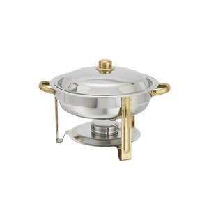 Vente en gros Casserole Buffet Forme ronde Acier Métal Réchauffeur de plats Pots argentés et dorés pour la maison et les hôtels - Product Image 1
