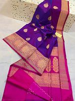 Lehenga Choli de Luxe en Brocart Viscose Polyester avec Bordures Ornées de Zari, Tissage Ethnique Traditionnel Fait Main pour Tenue de Mariage et de Fête