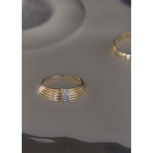 Trendy Stainless Steel Pav Ribbed Dome <b>Ring</b> <b>Gold</b> Plating Engagement Christian Style Moissanite Inlay for Christian Occasions - Product Image 6
