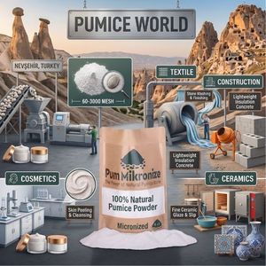 Poudre de pierre ponce naturelle micronisée 60-3000 Mesh, marque Pumice World Nevsehir, pour les industries cosmétiques, textiles, de construction et céramiques - Product Image 2