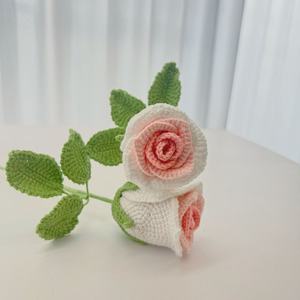 Handmade Woven Crocheted <b>Artificial</b> Rose Wine Glass <b>Bouquet</b> Home Decor Gift for Girlfriend on Graduation or Chinese New Year - Product Image 4