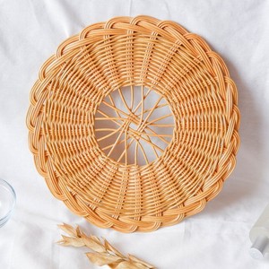Cheap Handmade Eco-friendly Vintage Bohemian <b>Round</b> Natural Rattan Woven <b>Placemats</b> Made in Vietnam - Product Image 1