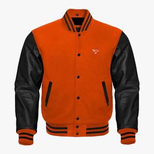 Veste de baseball en cuir Vigour, veste universitaire, broderie en chenille personnalisée pour hommes, veste décontractée tissée d'hiver - Product Image 3