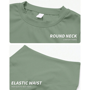 Venta al por mayor de ropa deportiva personalizada para mujer camiseta y conjunto de mallas transpirable Activewear para Fitness y Running - Product Image 6