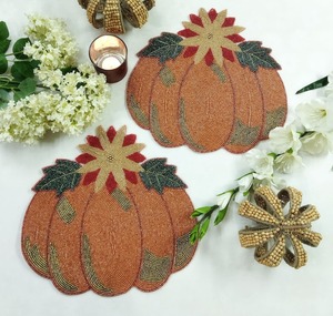 Floral handmade beaded placemat <b>dark</b> red spring tablematinch charger placemats, gift for her embroidered placemat Gift - Product Image 2