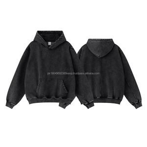 Sudadera con Capucha Unisex Personalizada de 450 g/m², Sudadera con Capucha para Hombre, Bordado, Lavado Ácido Negro, Sudadera Extra Grande Desgastada - Product Image 2