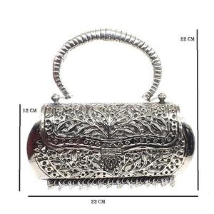 Designer Brass Metal Evening <b>Clutch</b> Bag Handmade Indian Party <b>Purse</b> Elegant Wedding Handbag for Ladies - Product Image 5