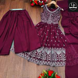 Nuevo traje de Georgette de Ropa Étnica india con conjunto de Sharara con hilo bordado Dupatta y traje de Salwar DE TRABAJO Zari para mujeres indias - Product Image 1