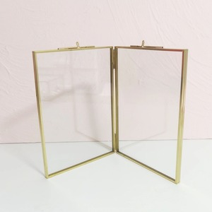 Vintage <b>Brass</b> Metal Photo <b>Frame</b> Square Shape with Minimalist Style and Brushed Edges for Home Office or Interior Shelf Styling - Product Image 2