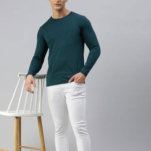 เสื้อยืดแขนยาวสำหรับผู้ชาย, เสื้อยืดคอกลม95% 5% โพลีเอสเตอร์ผ้าสแปนเด็กซ์แห้งเร็วออกแบบได้ตามต้องการย้อมสีธรรมดา