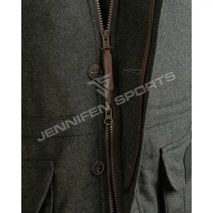 Veste de chasse d'hiver pour homme en 100 % laine, haute qualité, durable, respirante, coupe-vent, pour le tir en extérieur, longue veste de chasse en tweed - Product Image 4