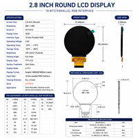 Pantalla LCD TFT Circular de 2.76 Pulgadas 480x480 ST7701S para Reloj Inteligente Médico Industrial