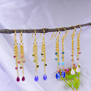 ชุดสำหรับงานแต่งงาน925เงินสเตอร์ลิงเครื่องประดับชุบทองอัญมณีหลากสีสำหรับผู้หญิงต่างหูแบบห้อย - Product Image 2