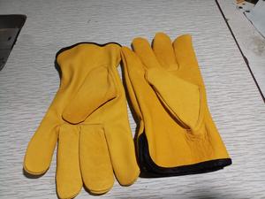 Guantes de conductor de cuero de vaca amarillo de primera calidad para camiones Grano completo Durable Anti-Corte Anti-impacto Seguridad Trabajo Antideslizante Anti-Calor - Product Image 4