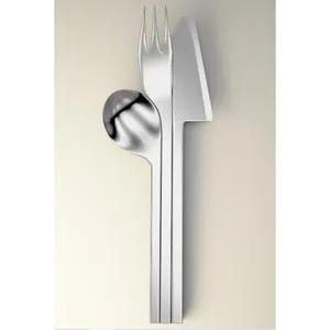 ชุดช้อนส้อมสแตนเลสแบบมีด้ามจับลายหางปลา พร้อมช้อนเสิร์ฟขนมหวานทองเหลืองหล่อ ราคาดีที่สุด - Product Image 2