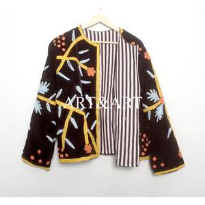 Custom <b>Women</b> <b>Velvet</b> Hand Embroidered Quilted Cotton Eco-Friendly <b>Jacket</b> Suzani Long Sleeves Wholesale Coat for Parties - Product Image 6