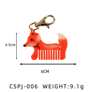 CANYUAN Porte-clés en acétate de 6 cm en forme de renard, breloque de sac animalier de dessin animé, pendentif avec fermoir mousqueton, accessoire de sac pour femme, logo personnalisé - Product Image 3