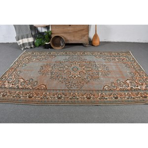 Alfombra de lana turca Vintage azul naranja clásica 5,9X9,4 pies tejido plano Patchwork látex para decoraciones para sala de estar pasillos - Product Image 2